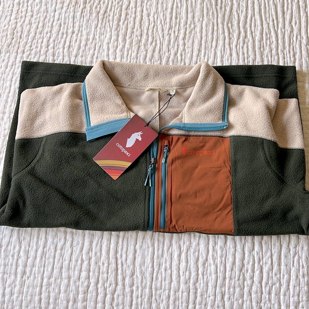 NWT Cotopaxi Abrazo Half-Zip Fleece Jacket Men’s XL Oatmeal/Woods color